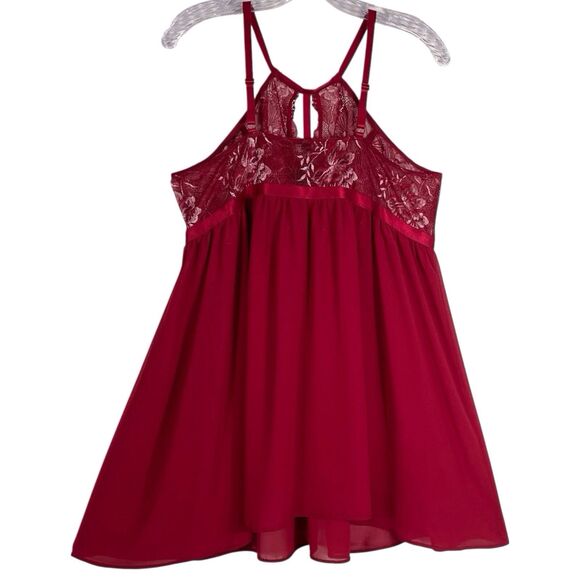 NWT Torrid Lace High Neck Babydoll Size 2 Red Sleeveless Adjustable Straps - Picture 14 of 15